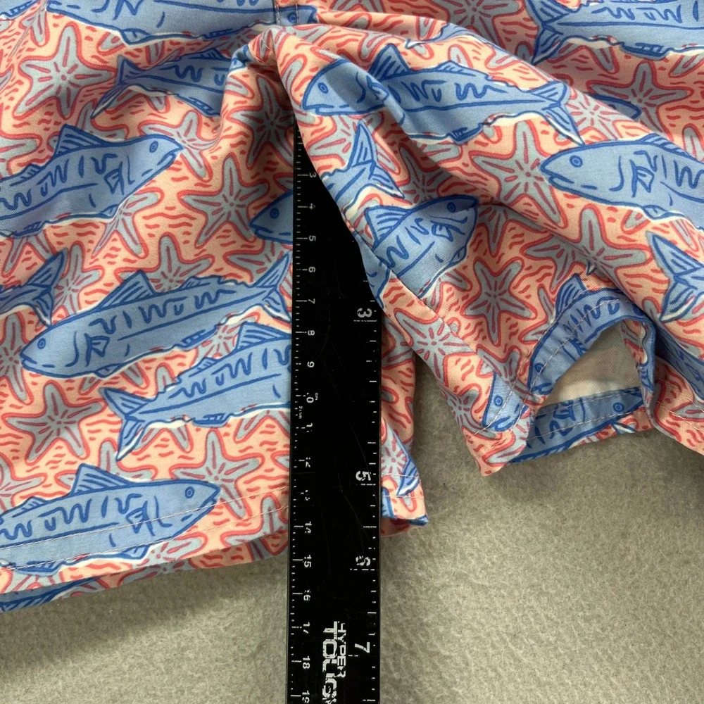 Vineyard Vines Swim Trunks Boys Small 8-10 Pink Blue Fish Starfish Beach Surf